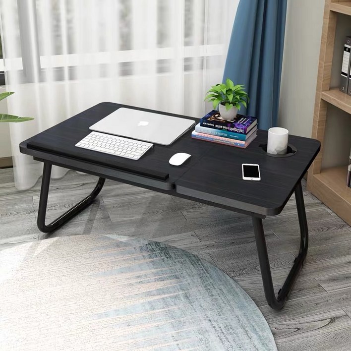 오브민 5단 각도조절 접이식 베드테이블 640 x 320 x 250 mm, 블랙