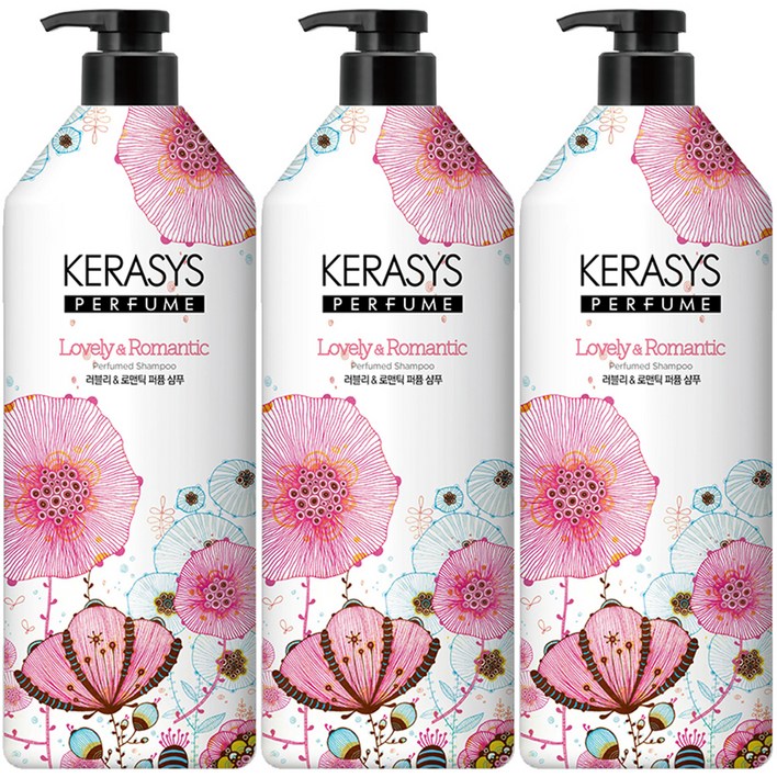 케라시스 러블리 앤 로맨틱 퍼퓸 샴푸, 980ml, 3개