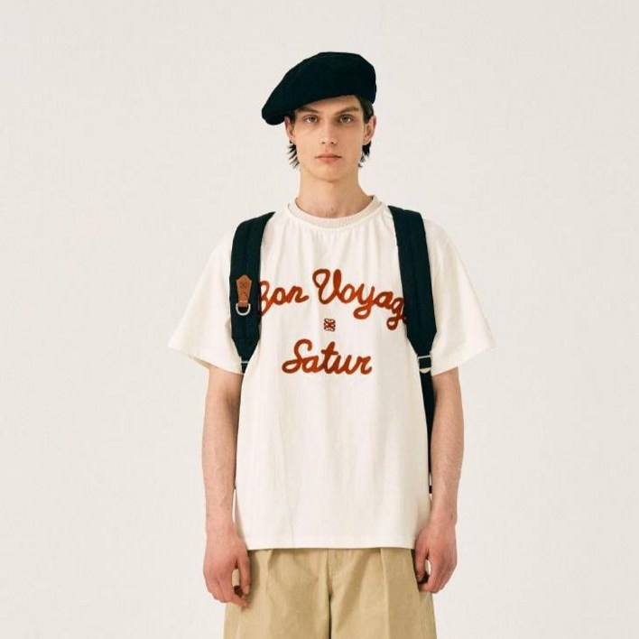 세터 남녀공용 로고 자수 보야지 반팔 티셔츠