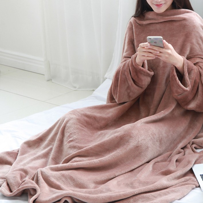 래시플 밍크 극세사 입는 담요  파우치