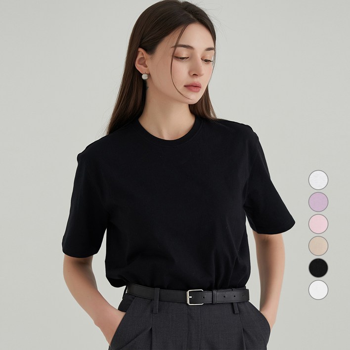 ELLE PARIS 베이직 라운드넥 반팔 티셔츠 ELLE PARIS 베이직 라운드넥 반팔 티셔츠
