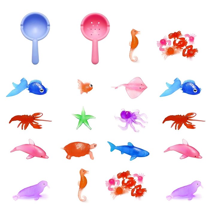 바른코리아 금붕어와 바다친구들 물놀이 장난감 18종 + 뜰채 2종 세트