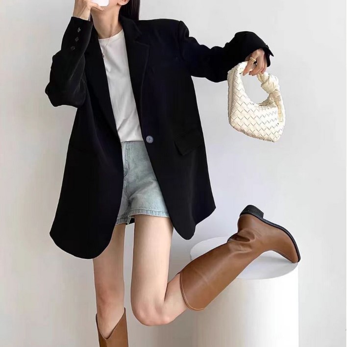 라라티나 여성용 제이지 루즈핏 캐주얼 정장 자켓