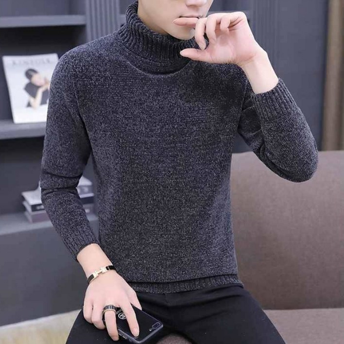 제이티엘 남성용 퀄리티 터틀넥 기모 루즈핏 긴팔 니트