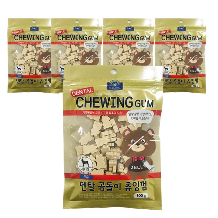 벨버드 덴탈 곰돌이 강아지 츄잉껌 100g, 5개, 우유, 100g