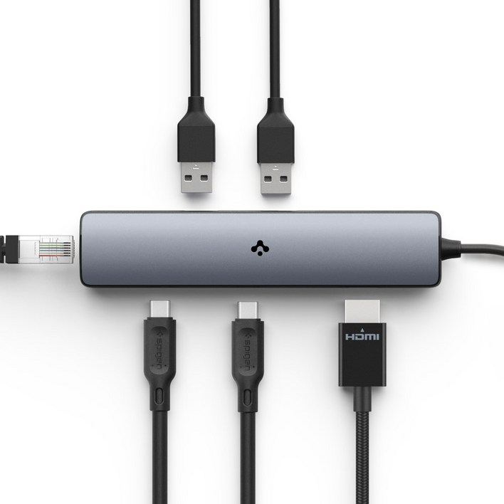 슈피겐 USB4 8K 60Hz USB C타입 6in1 멀티 포트 허브 PD2302 ACA06193