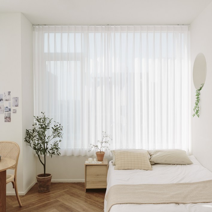 누구나 쉬폰 나비주름 속지 커튼 세트 방문설치