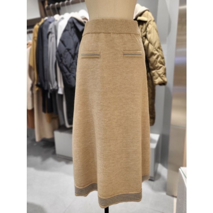 국내매장 정품 플라스틱아일랜드 배색 플레어 니트 스커트 PN4KS101 575934