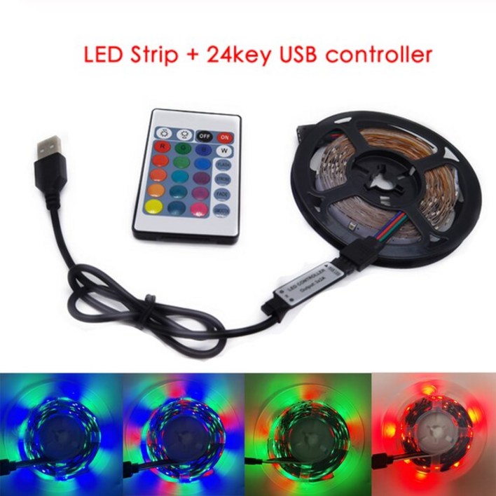 5V RGB LED 스트립 조명, USB V, PC TV 백라이트, 2835 1 - M, 볼트, Led 램프 테이프 다이오드 리본, 01 RGB_03 3m