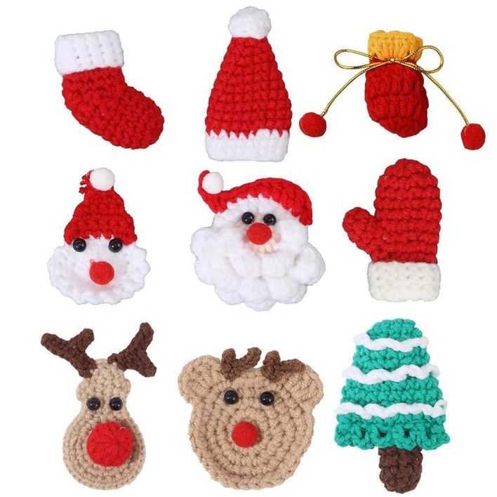 CHGCRAFT 9피스 미니 크리스마스 니트 액서리 산타 장갑 모자 양말 엘크 장식품 공예 아트 프로젝트 장식 주얼리 제작 DIY [호환]