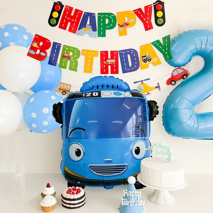 메리파티 타요 풍선 생일파티 올인원 풀세트, 1세트, 타요 풀세트 점보숫자2