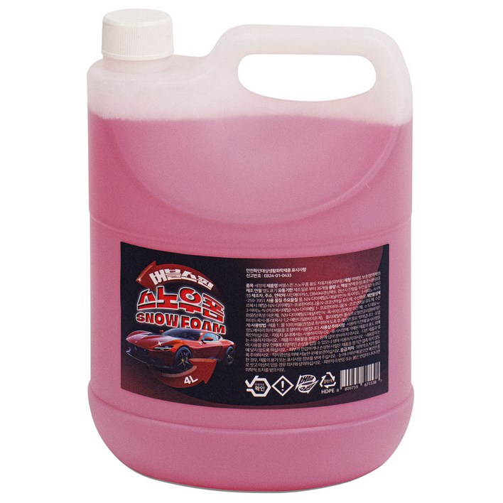 버블스핀 고농축 스노우폼 대용량, 1개, 4L