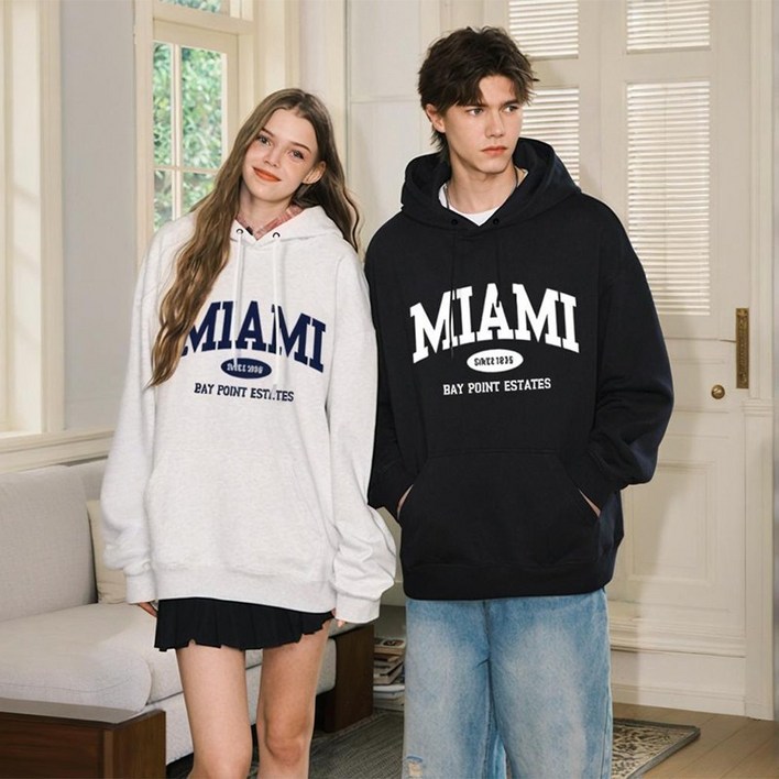 FONOW 남녀공용 TST 마이애미1896소프트 특양면 커플룩 후드티