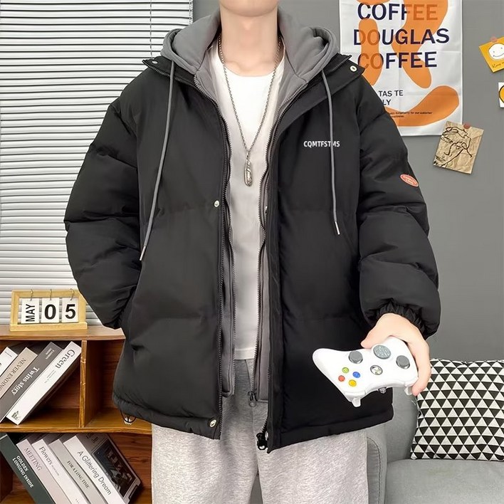패딩 남 겨울 후드 면 코트