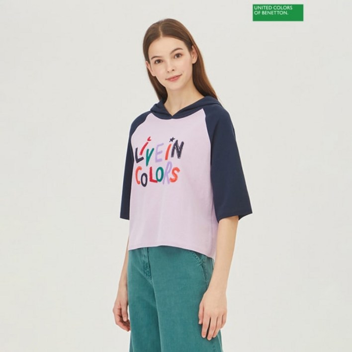 베네통 베네통 라글란 배색 후드 니트 BAKP06341LV