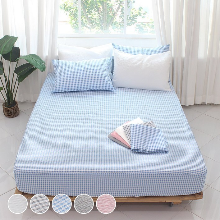 자요 시원한 여름 시어서커 홑겹 매트리스커버 SSSDQ