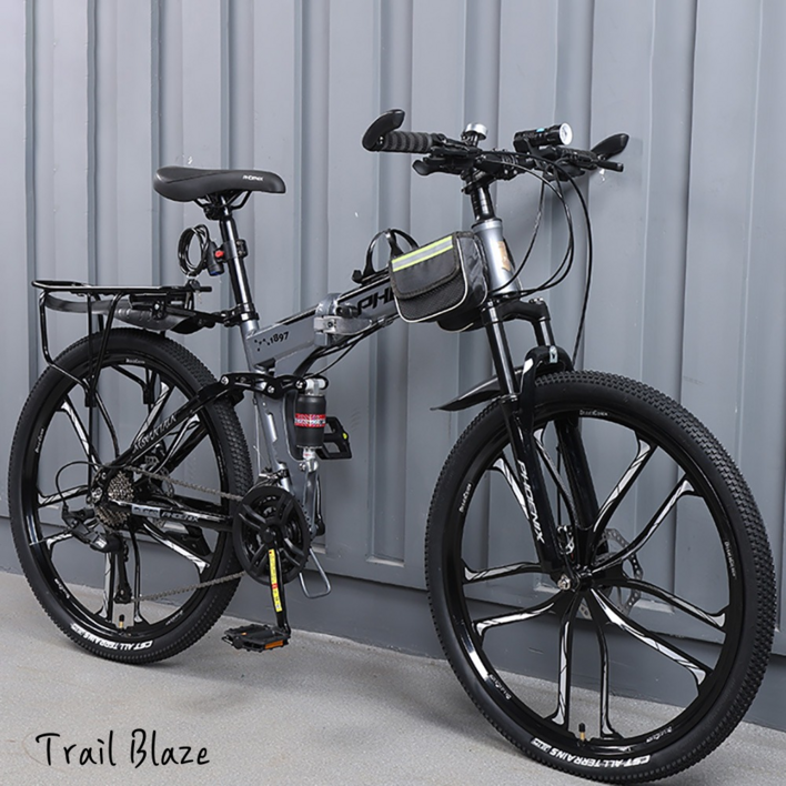 트레일블레이즈 고성능 픽시 하이브리드 트렉 미니벨로 로드 산악 스캇 실내 MTB 자전거, 1개, 1cm, 그레이 X 26인치 X 30단 X 10스포크