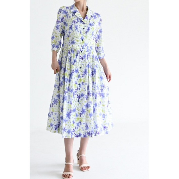 비꼴리끄 (여성)]코튼 프린트 핀턱 원피스 B242WO3200 483541