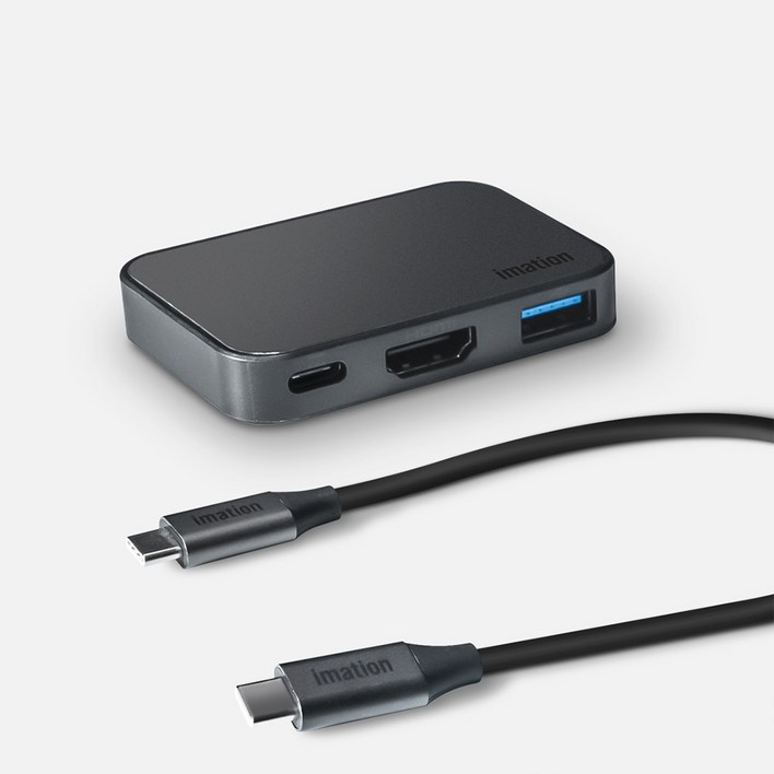 이메이션 3in1 케이블 분리형 USB-C 3포트 멀티포트 허브, HDMI 4K 60Hz 지원, 덱스지원, 아이폰미러링 IMHU100, 1개
