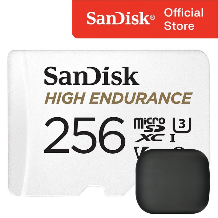 샌디스크 High Endurance 블랙박스 마이크로 SD 카드 / 메모리 보관 케이스, 256GB 블랙박스메모리카드