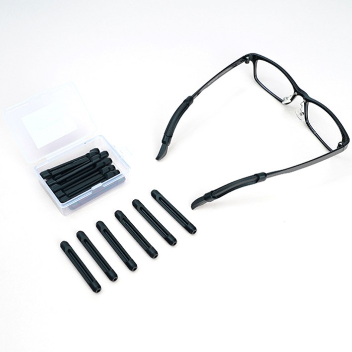 ZIOBIZ 안경 귀고무 20pcs 블랙  안경흘러내림방지 안경귀아픔방지 안경미끄럼방지 안경고정 안경테고정 안경다리팁 안경 실리콘 논슬립 귀고무