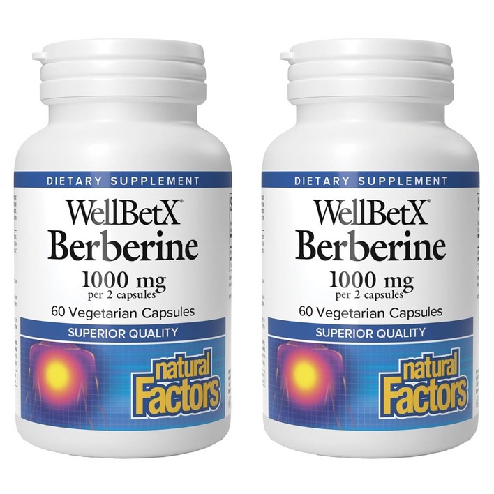 네추럴팩터스 베르베린 1000mg 베지테리안 캡슐 글루텐 프리 무설탕 비건, 60정, 2개
