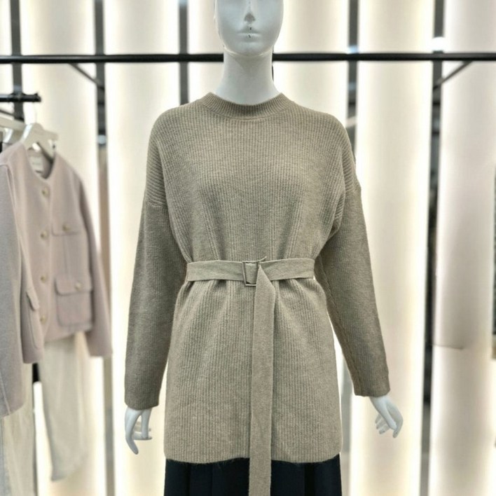 더틸버리 벨트 디테일 라운드넥 풀오버니트 TNBN1PO11WDG