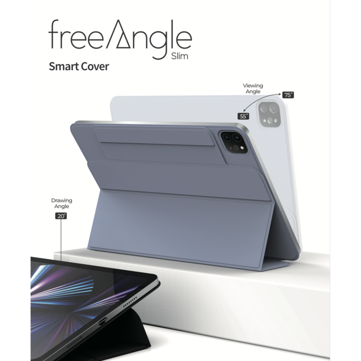 모키보 프리앵글 각도조절이 되는 아이패드 케이스 거치대 커버 에어 미니 프로 호환 펜슬수납 마그네틱 - 슬림, 라이트 그레이, 1개