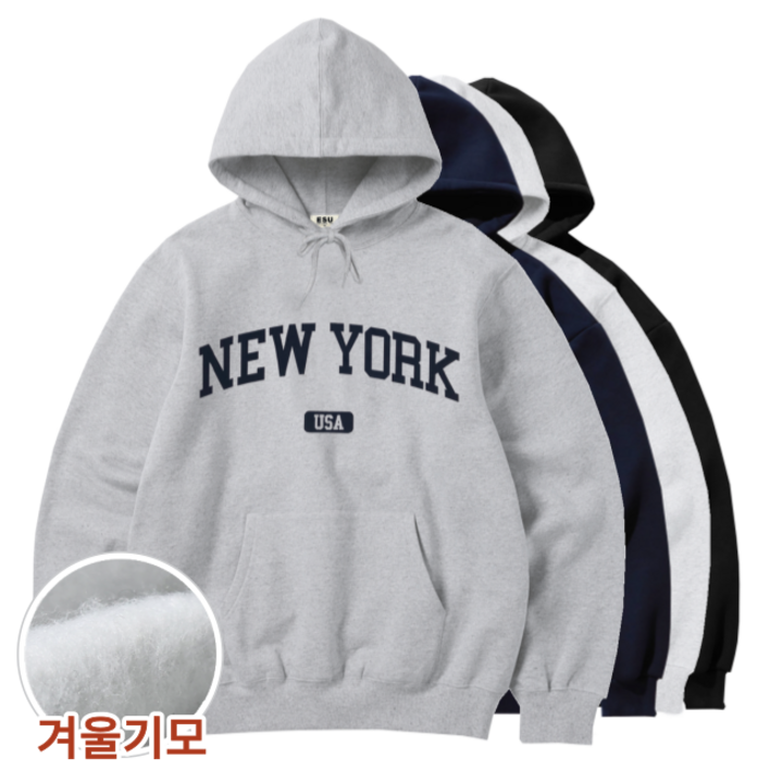 남녀공용 뉴욕 후드티 미국 대학 캐쥬얼 맨투맨