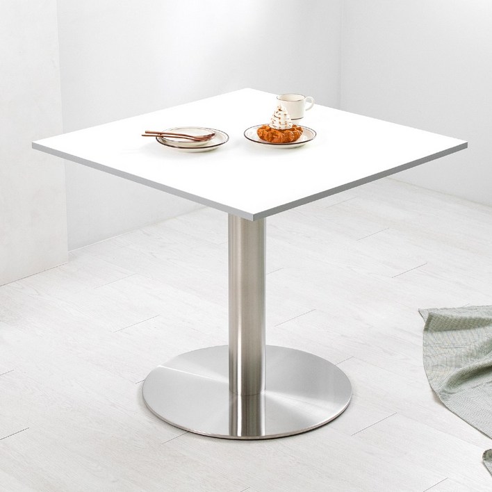 화이트 실버 엣지 800 사각 18T 텐 스텐 테이블, 화이트