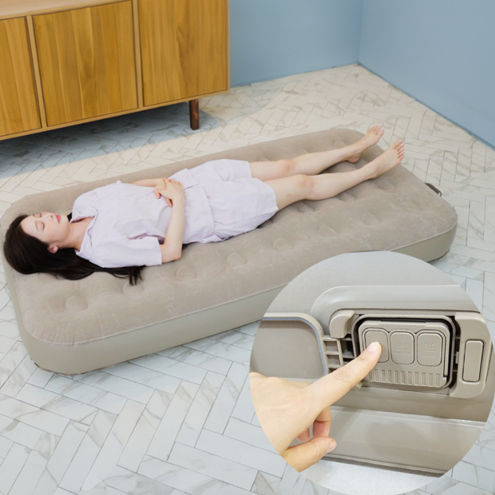 유니언 에어침대 캠핑 매트리스 자동펌프 내장형 원터치 에어매트 25cm