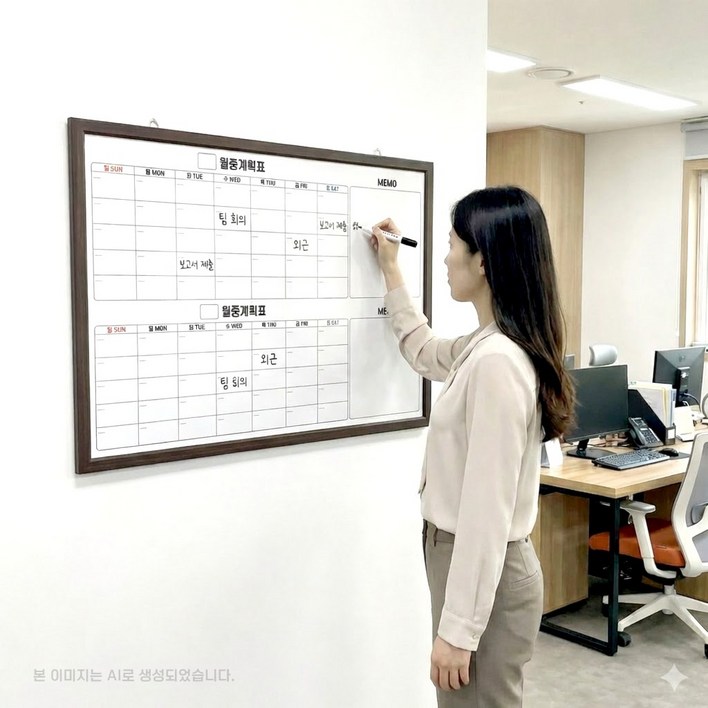 두달달력 플래너 달력칠판 일정표 1200x900 스케줄표 벽걸이 화이트보드