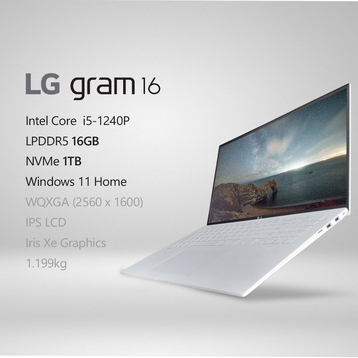 LG전자 2022 그램1612세대 16ZD90QGX56K 프리미엄 패키지  사은품 증정, WIN11 HOME, 16GB, 1TB