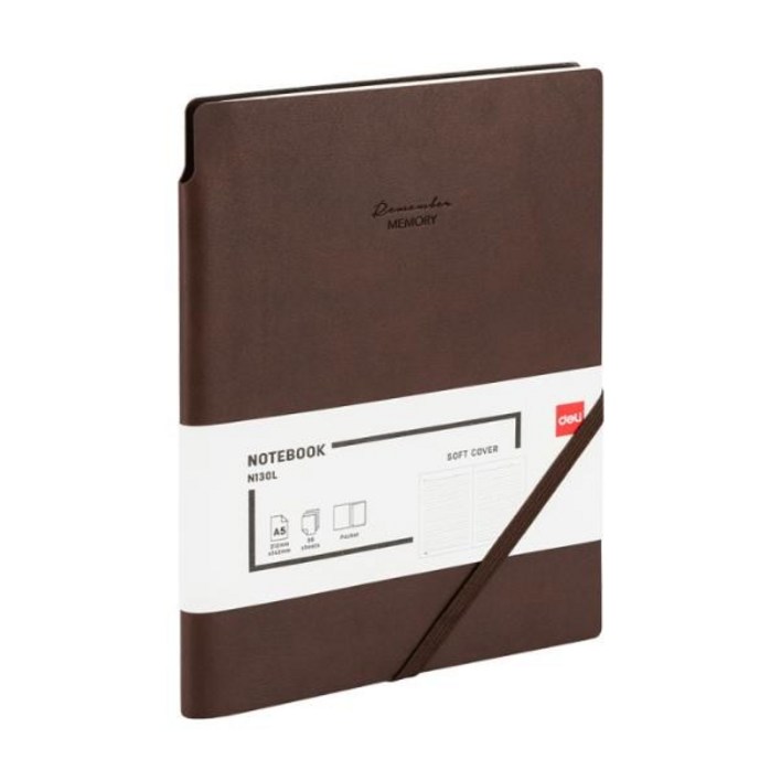 DELI EN130L 소프트커버 양장다이어리A596매 1권, 브라운