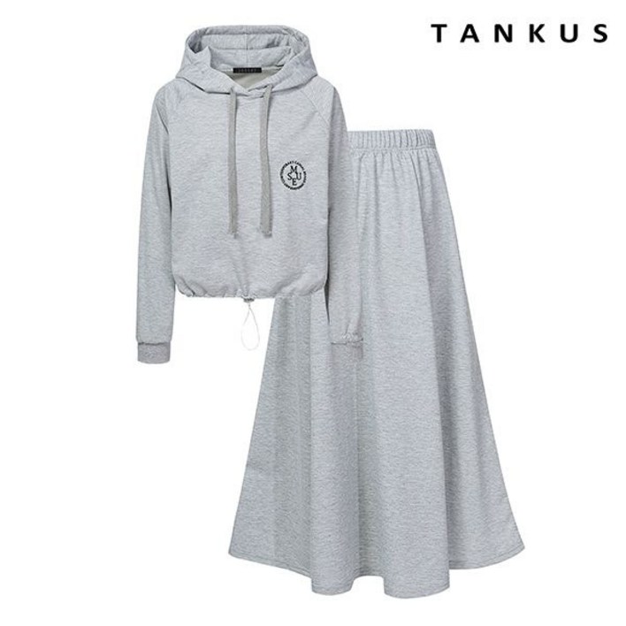 백화점 출고 자수 후드티셔츠 플레어 스커트 셋업 TX1OP011L0