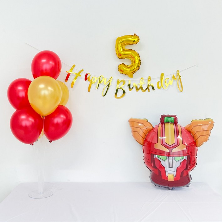 쏙쏙마켓 헬로카봇 풍선 세트 생일 파티 + 손펌프 포함, 풍선 파티팩 세트 1개 생일축하풍선