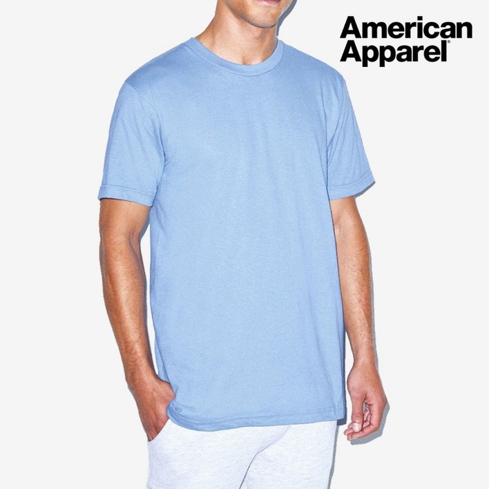 아메리칸어패럴 2001W 30수 부드러운 무지 라운드 남녀공용 반팔티