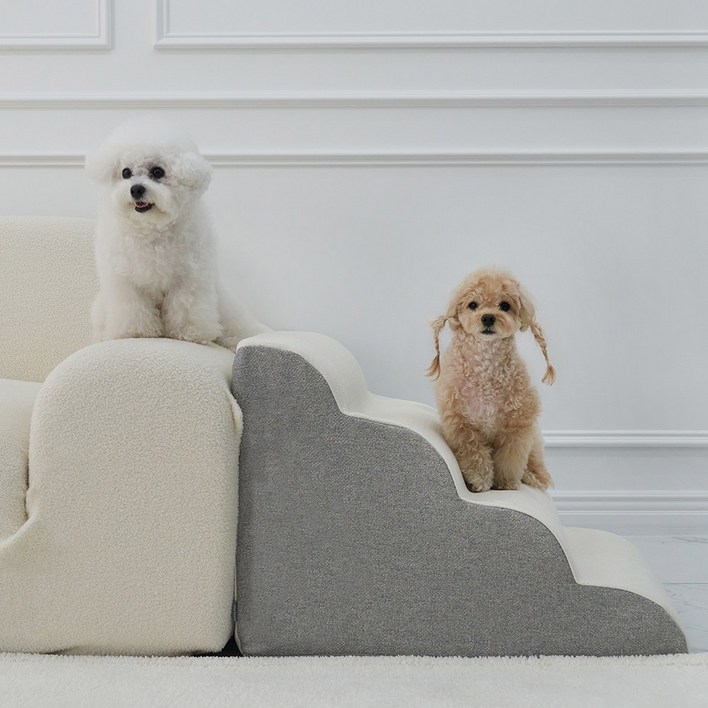 슈퍼펫 강아지계단 논슬립 미끄럼방지 4단 커브 스텝, 그레이