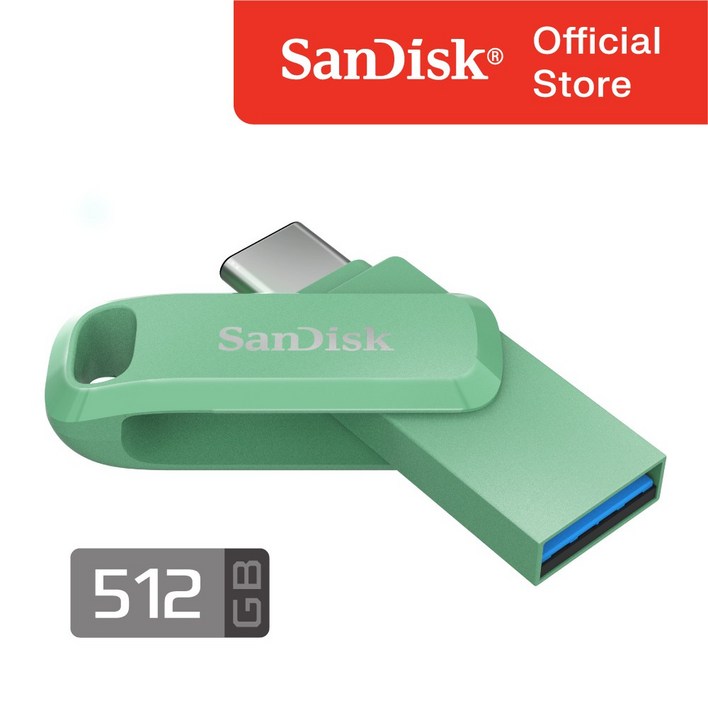 샌디스크 정품 울트라 듀얼 드라이브 고 512 GB 기가 SDDDC3 압생트 그린 OTG, 512GB, 1개