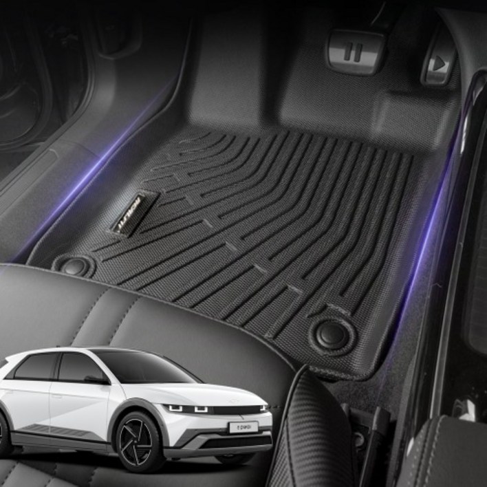 리얼핏 더뉴 아이오닉5 1-2열 논슬립 3D TPE 실내매트 호환, 블랙, 아이오닉5