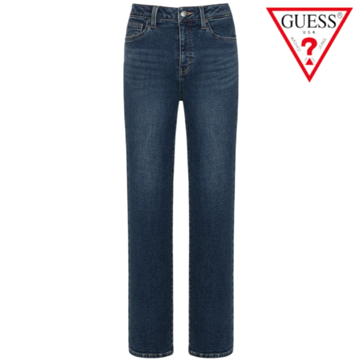 백화점정품 게스 여성 기모 청바지 워싱 스판 스트레이트 일자핏 데님팬츠