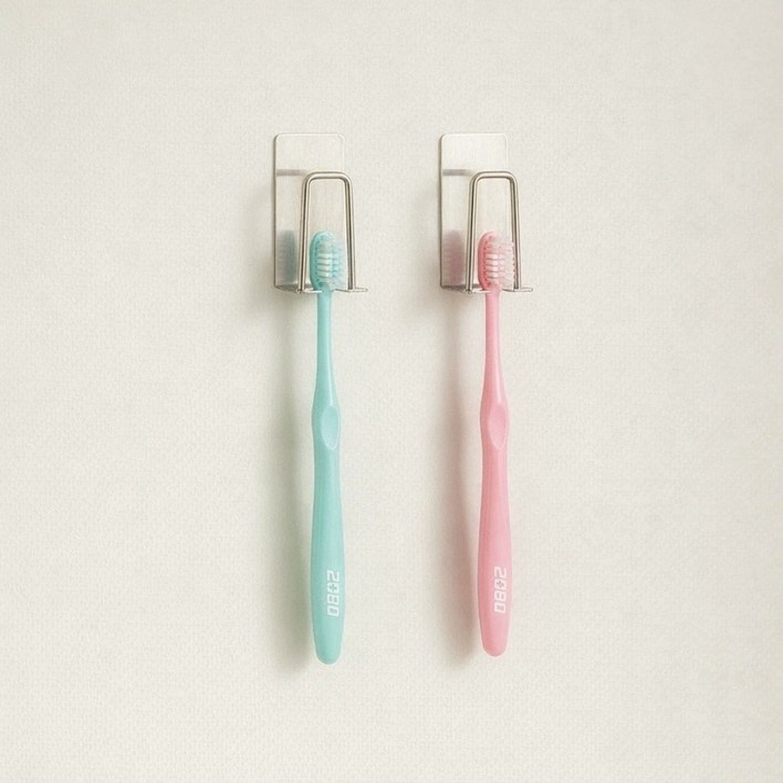 타니아홈 물고임없는 304 올 스텐 무타공 칫솔걸이 세트