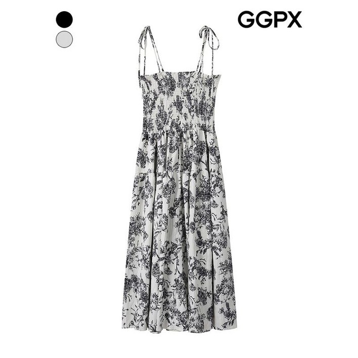 GGPX 스모크 뷔스티에 나염 원피스 GP6OP011F