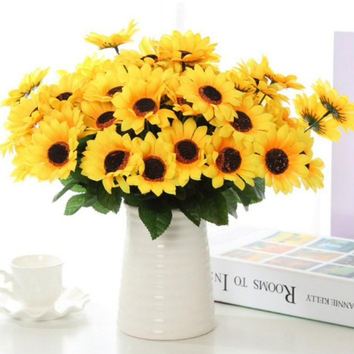 레디박스 해바라기꽃 21송이+화이트 화병, 21송이+화병세트