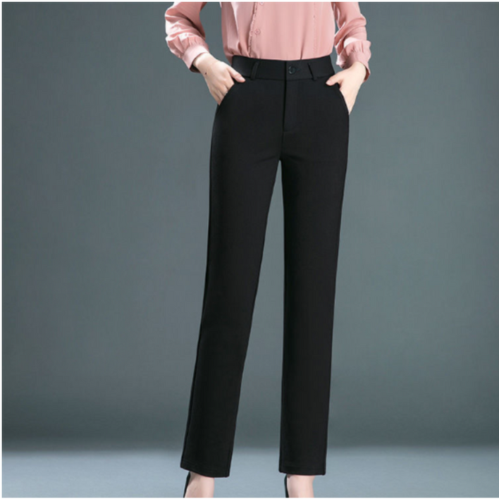 에쉬울프 M4XL사계절 여성 정장바지 스판 일자핏 여성 캐주얼 긴바지