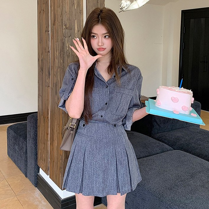 대박난박양 롤업 셔츠미니 스커트 SET