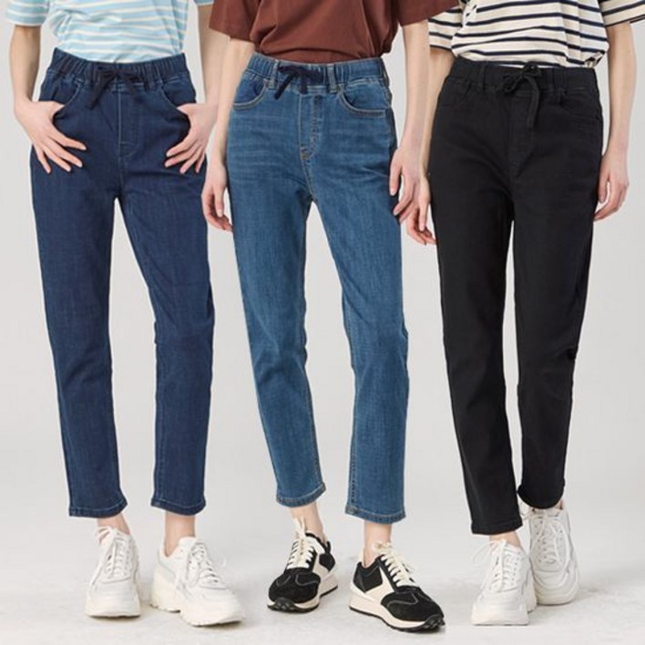 로코엘라듀엘 풀스트링 밴딩 여성 데님팬츠 753796