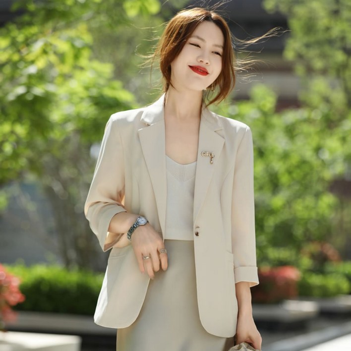 708090 여름 얇은 정장 코트 여성 날씬해 보이 는 9부 자켓