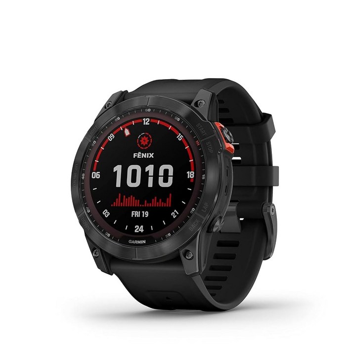 Garmin Fenix 7X 솔라 멀티스포츠 GPS 시계, 슬레이트 그레이, 블랙 밴드 포함