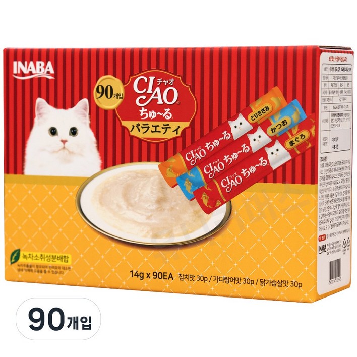 챠오츄르 대용량 90P 코스트코 고양이 츄르 간식 버라이어티 반려묘 차오추르 90P